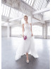 Ivory Lace Tulle Jewel Neckline Unique Modern Wedding Dress 